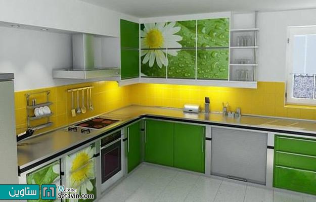 طراحی آشپزخانه ای به رنگ سبز